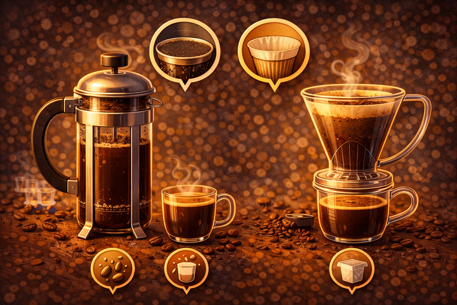 Prensa Francesa vs Clever Dripper: corpo (metal) vs limpeza (papel) na imersão